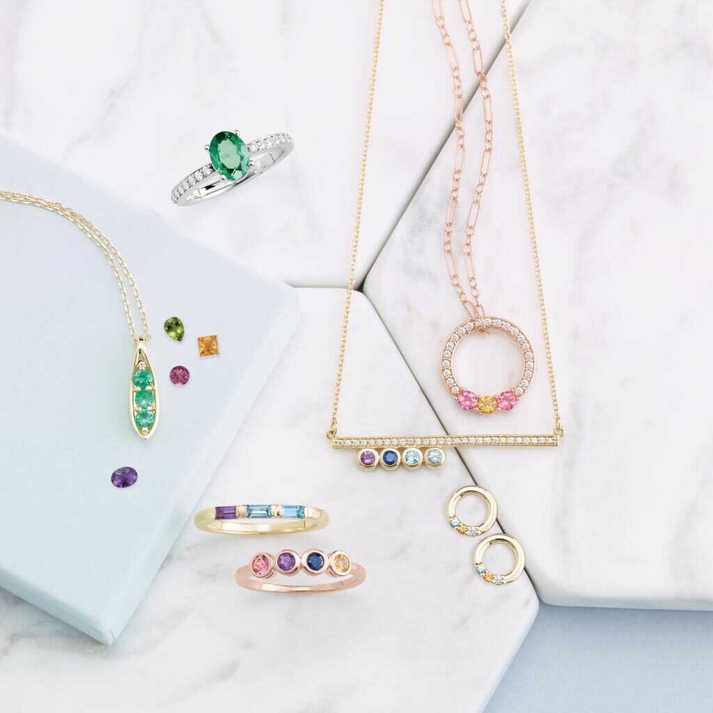 Gemstone jewelry and personalized family jewelry